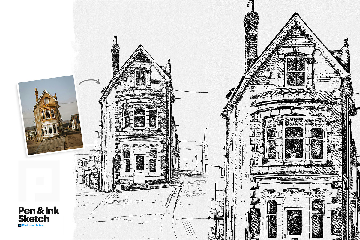Pen and Ink Sketch Photoshop Action, an Action Add-On by Shovajit (Photo 2 of 17)