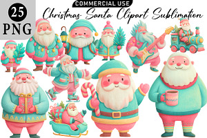Christmas Santa Clipart Sublimation, an Illustration by Daily.Designs