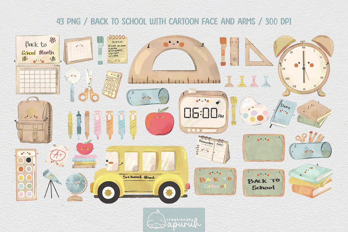 Back to School Watercolor Clipart, an Education Illustration by creationsbyapuruh (Photo 5 of 8)