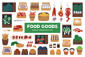 Eco harvest, farm food products set, a Food Illustration by Good Studio