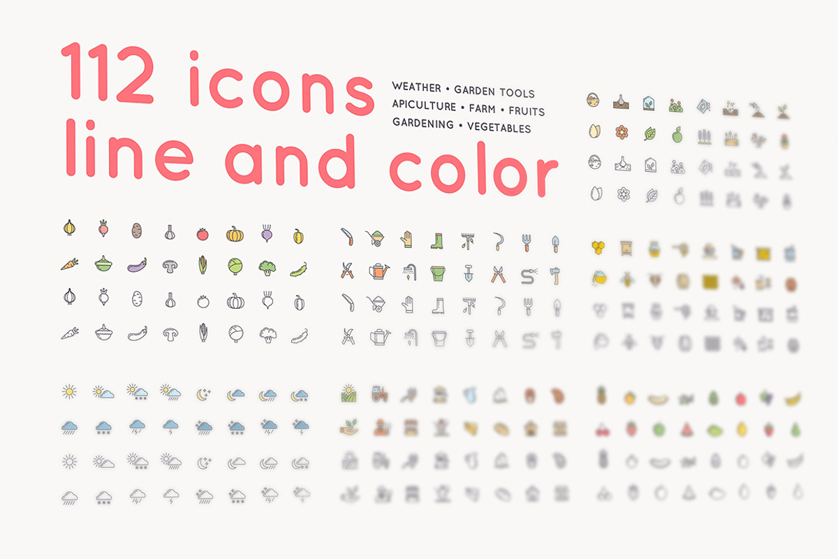112 icons /farm/gardening/apiculture, an Outline Icon by alekseiderin (Photo 1 of 8)