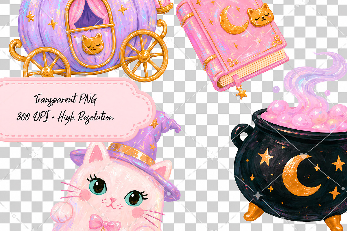 Pastel Moon Magic Witch Clipart, a Seasonal Illustration by TumblerArtDS (Photo 3 of 3)