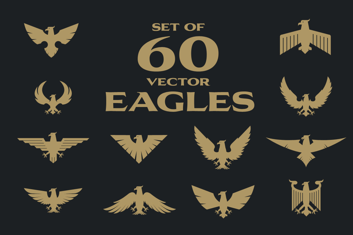 60 Vector Eagles + Bonus, an Object Graphic by Damien (Photo 1 of 11)