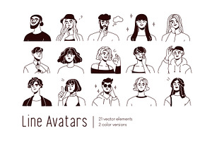 Line art people avatars set, a Person Illustration by Good Studio
