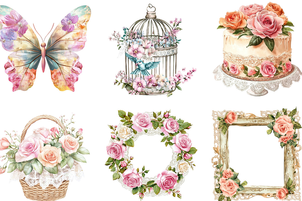 Shabby Chic Mothers Day Clipart, a Seasonal Illustration by Designking (Photo 5 of 5)