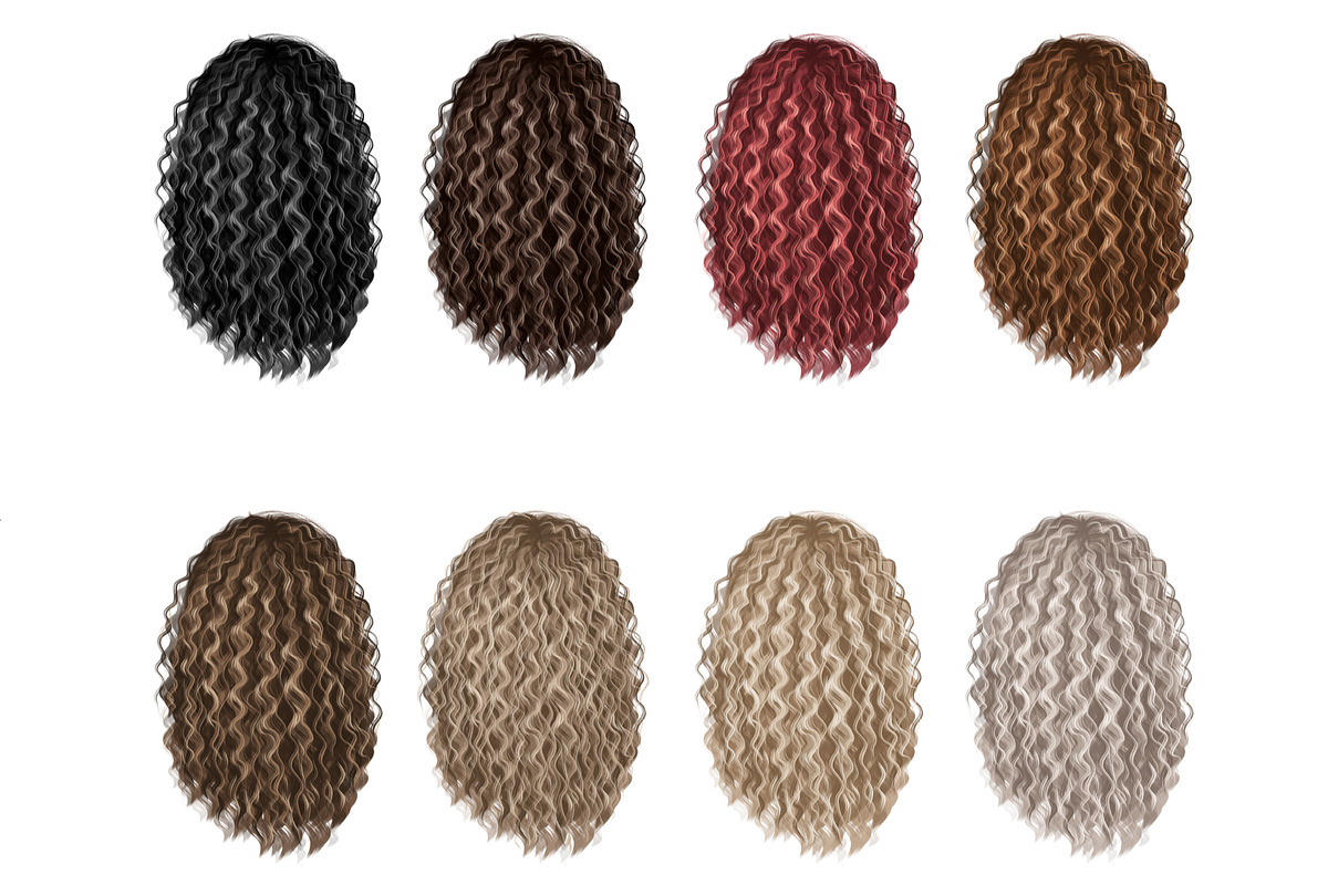 Curly hair clipart, an Illustration by Elenbushe (Photo 3 of 7)