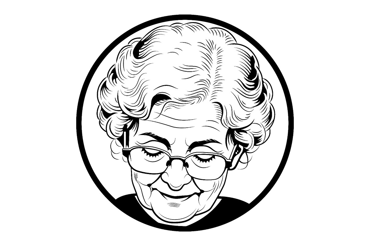 Old woman wearing glasses focused on, a Person Illustration by LogosDen (Photo 1 of 3)