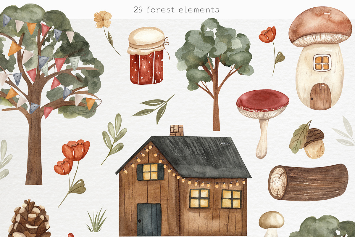 Forest party. Watercolor birthday., an Animal Illustration by Ooh Lily (Photo 12 of 16)