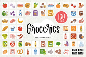 Grocery List Icon Set