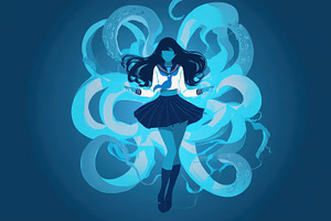 Ocean spirit girl with octopus, a Photo by Beautiful things