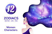 Set of 12 zodiac woman characters, an Illustration by kotoffei (Thumbnail 1 of 5)