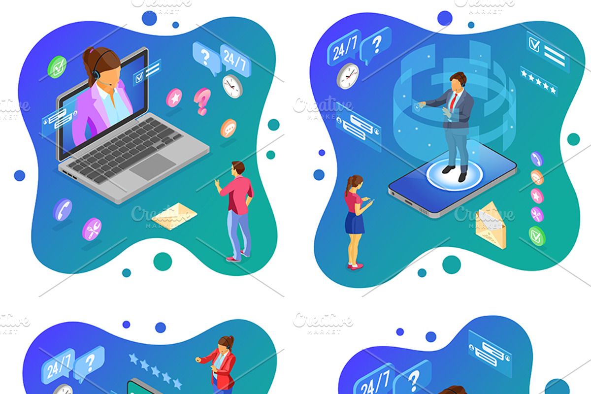 Isometric Online Customer Support, a Person Illustration by TAlex (Photo 6 of 6)