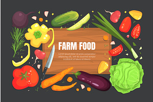 Farm Food Banner Template, Healthy, a Food Illustration by TopVectors
