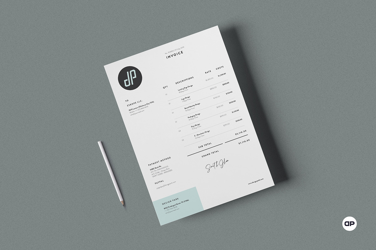 Minimalist Invoice, a Stationery Template by AyshaCanvas (Photo 3 of 3)
