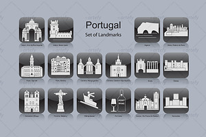 Portugal landmark icons (16x)