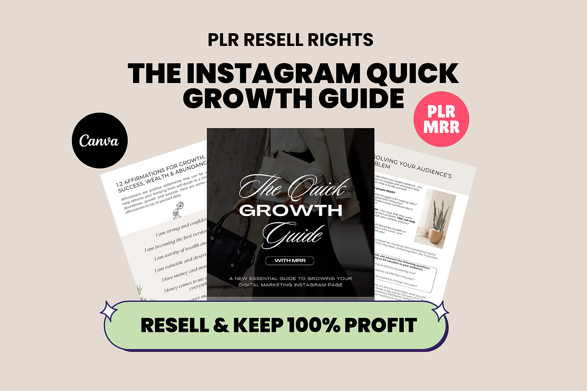 The Quick Instagram Growth Guide MRR, a Social Media Template by Design By Hira (Photo 1 of 9)