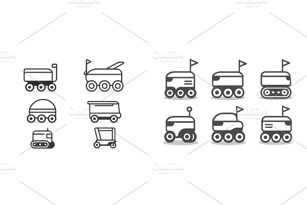 Various designs of delivery robots, a Technology Illustration by ZinetroN