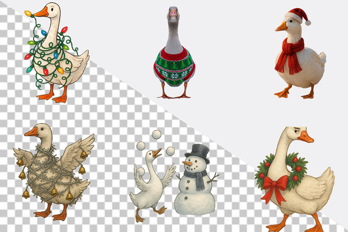 Quirky Christmas Goose Clipart, an Illustration by SVGArt (Photo 4 of 8)