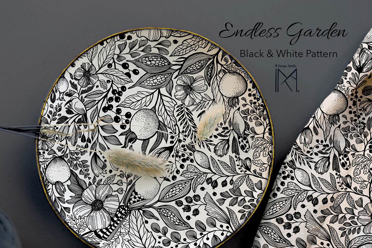 Endless Garden. Black&White pattern, a Pattern Graphic by Marta & Livonka (Photo 5 of 9)