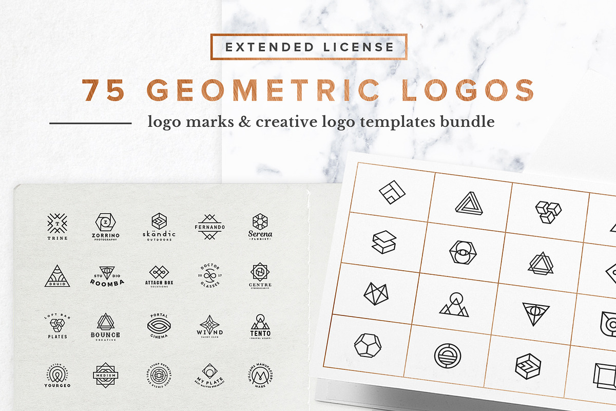 75 Geometric Logo Bundle, a Branding & Logo Template by Foldo (Photo 1 of 13)