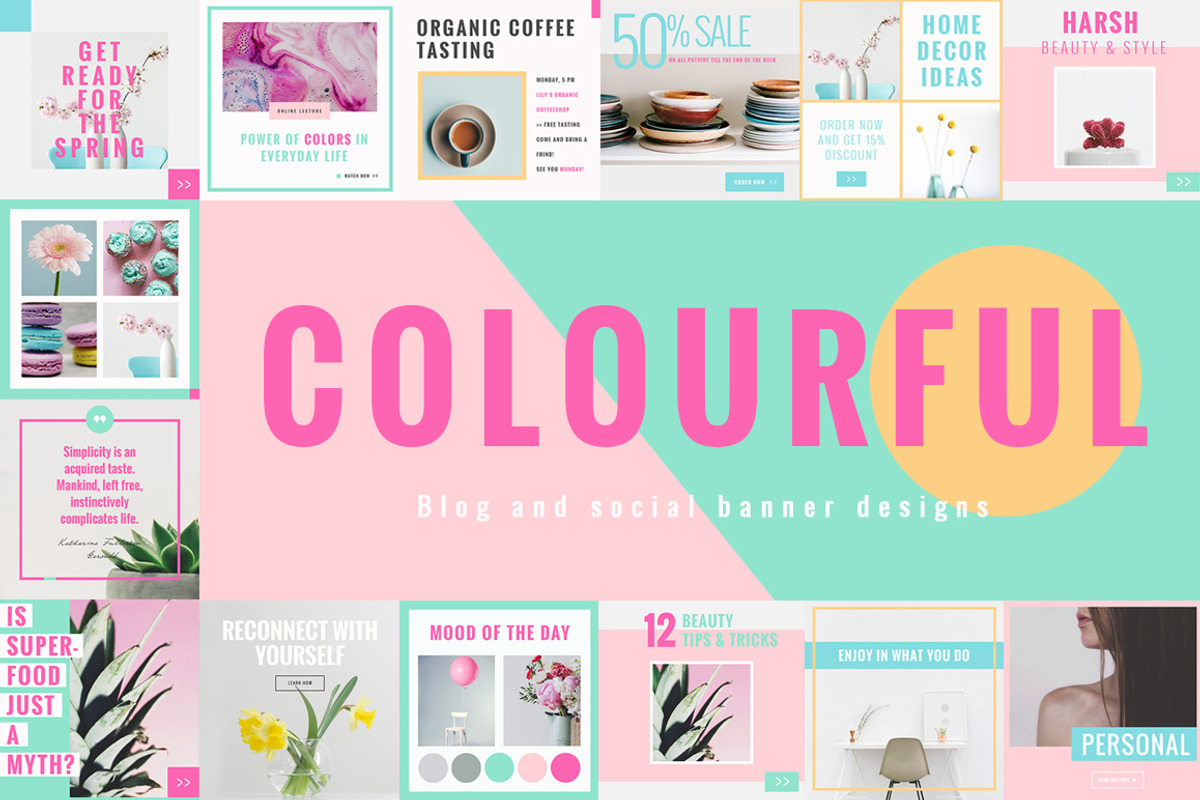 Colorful Social Media Designs, a Social Media Template by NordWood (Photo 1 of 10)