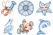 Watercolor Sea Animals Clipart, a Seasonal Illustration by SVGArt (Thumbnail 5 of 5)
