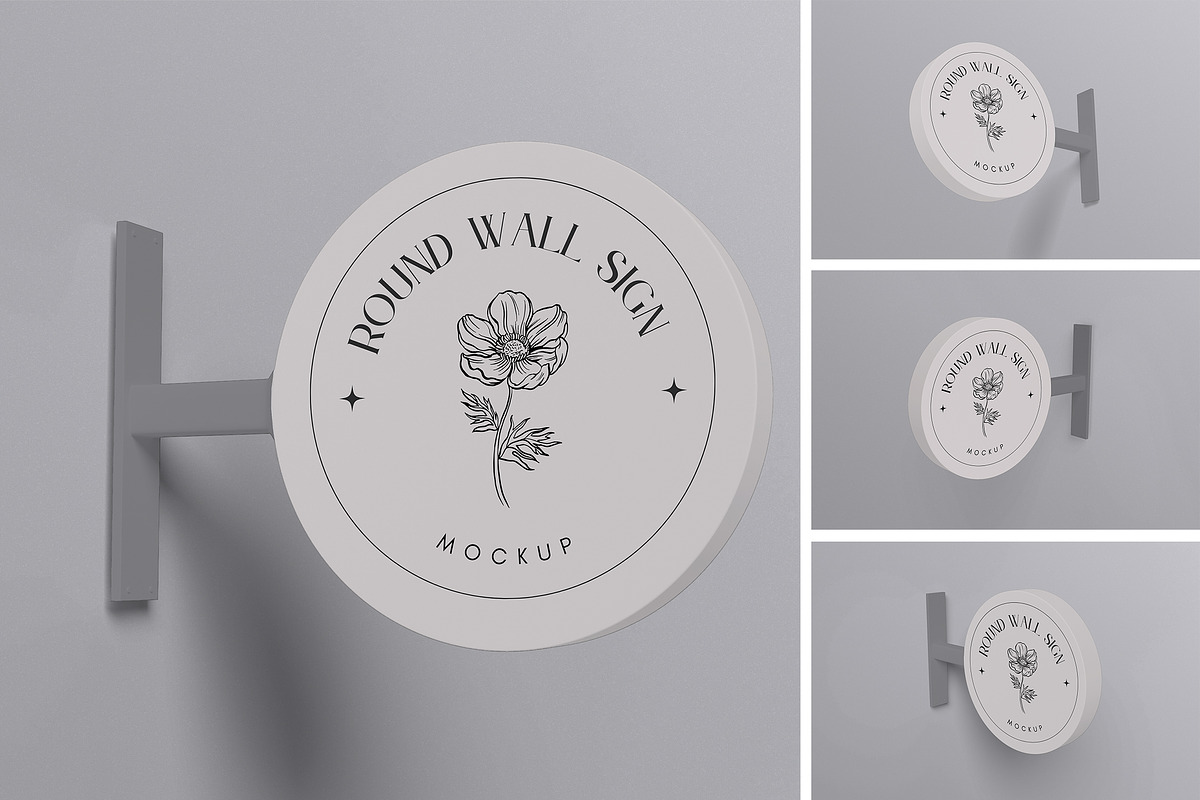 Round Wall Sign Mockup, an Advertising Mockup by xavier_studio (Photo 1 of 5)