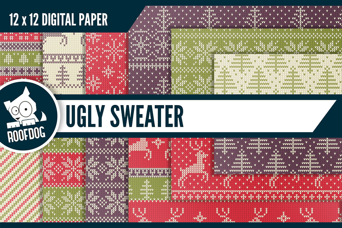 Ugly Christmas sweater, a Pattern Graphic by Roofdog Design