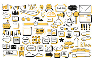Journal doodle icons set. Hand, an Object Illustration by Things for designers