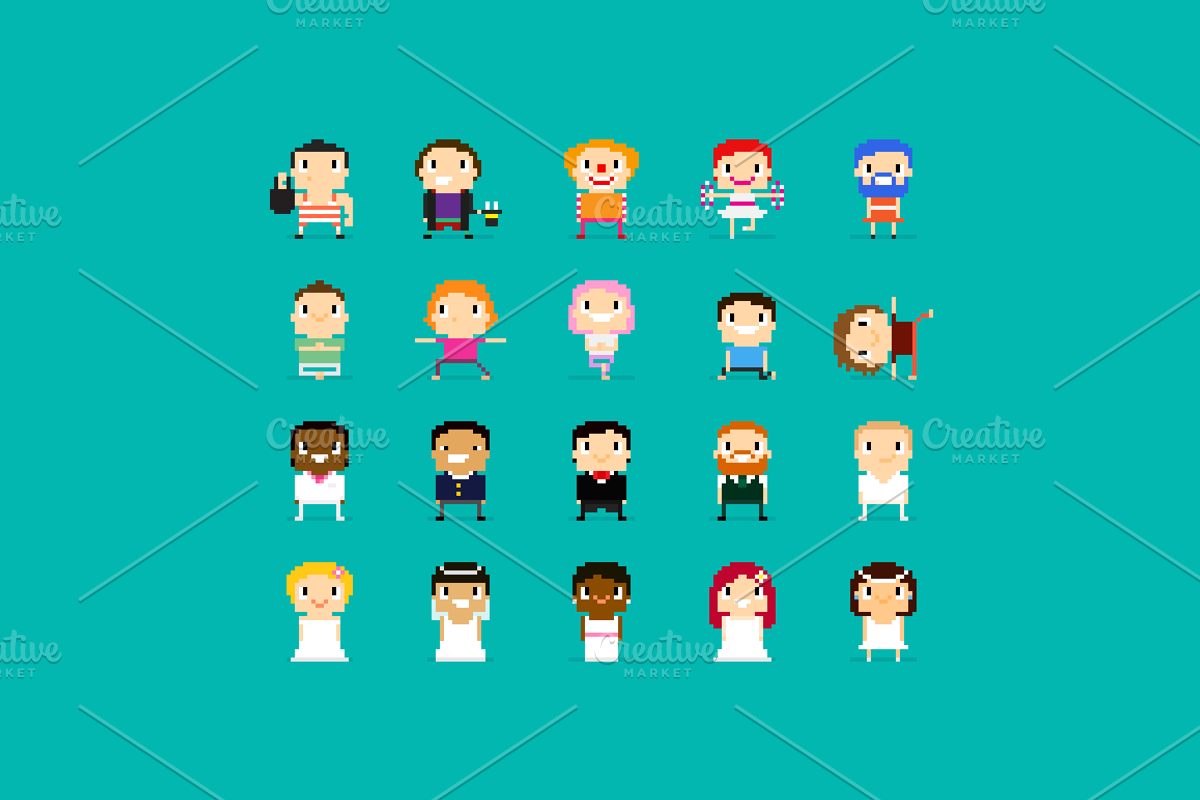100 Pixel Art Characters - 2 preview 2