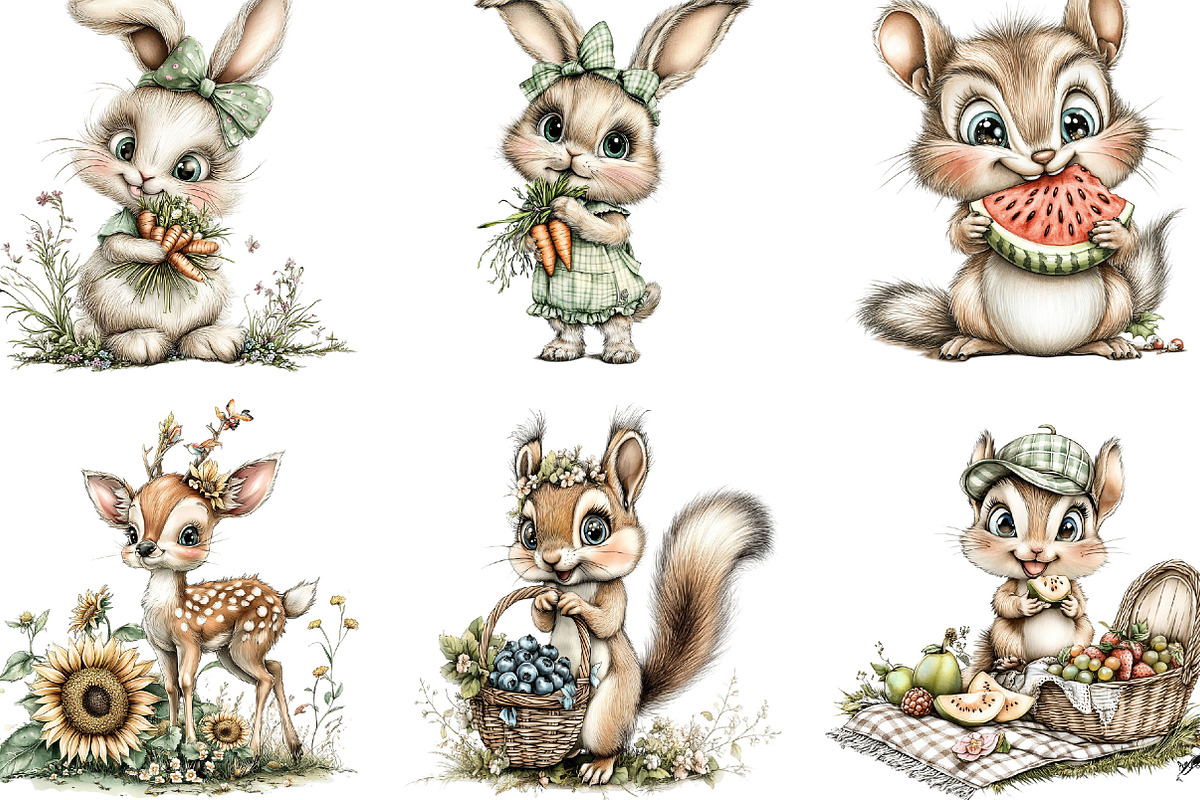 Summer Woodland Animals Clipart, an Illustration by Designking (Photo 2 of 5)