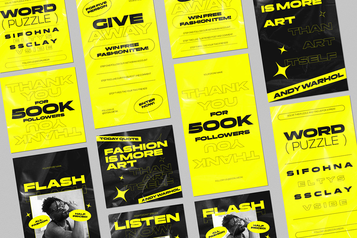 Yellow Modern Instagram Pack, a Social Media Template by graphicook (Photo 2 of 6)
