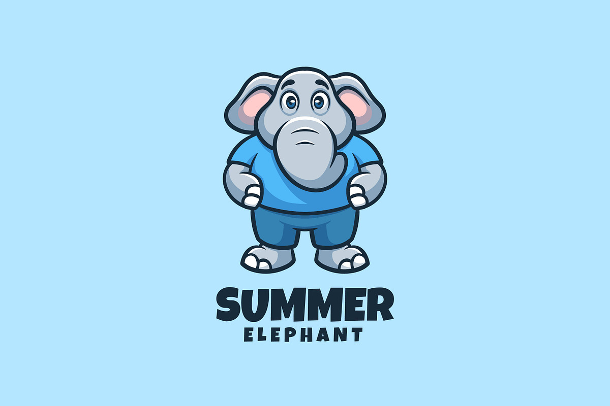 Summer Elephant Cartoon Logo, a Branding & Logo Template by Gumrega Studio