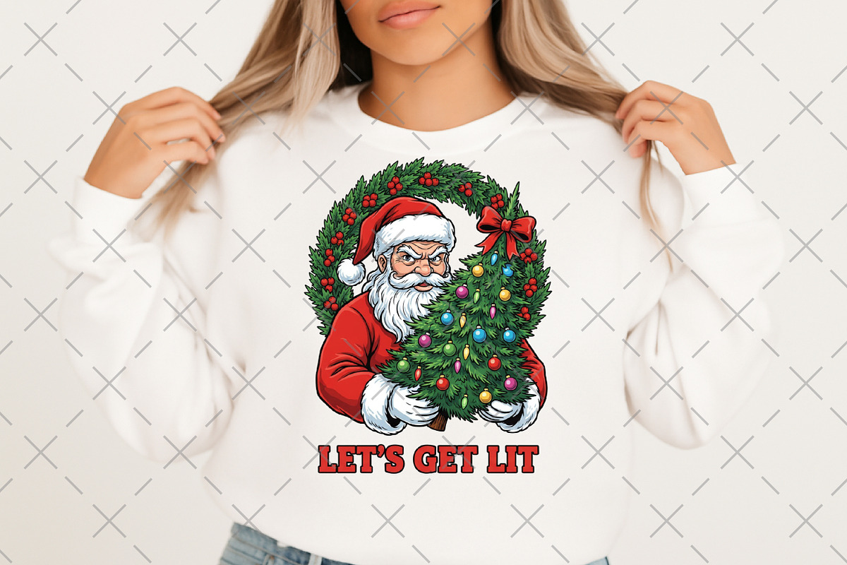 Retro Funny Santa with Tree, an Illustration by Craft Nest (Photo 2 of 6)