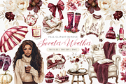 Burgundy Fall Clipart Bundle, a Seasonal Illustration by ClipArtCharm (Thumbnail 1 of 6)