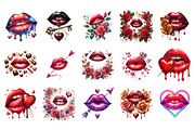 Watercolor Valentine Smooch Clipart, an Illustration by SinaCreation (Thumbnail 3 of 11)