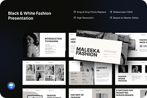 Black & White Fashion Keynote, a Presentation Template by SquidPixey