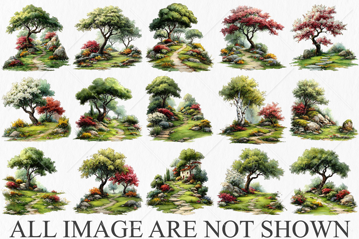 Whimsical Spring Landscape Clipart, a Seasonal Illustration by Canvas Craft (Photo 4 of 10)