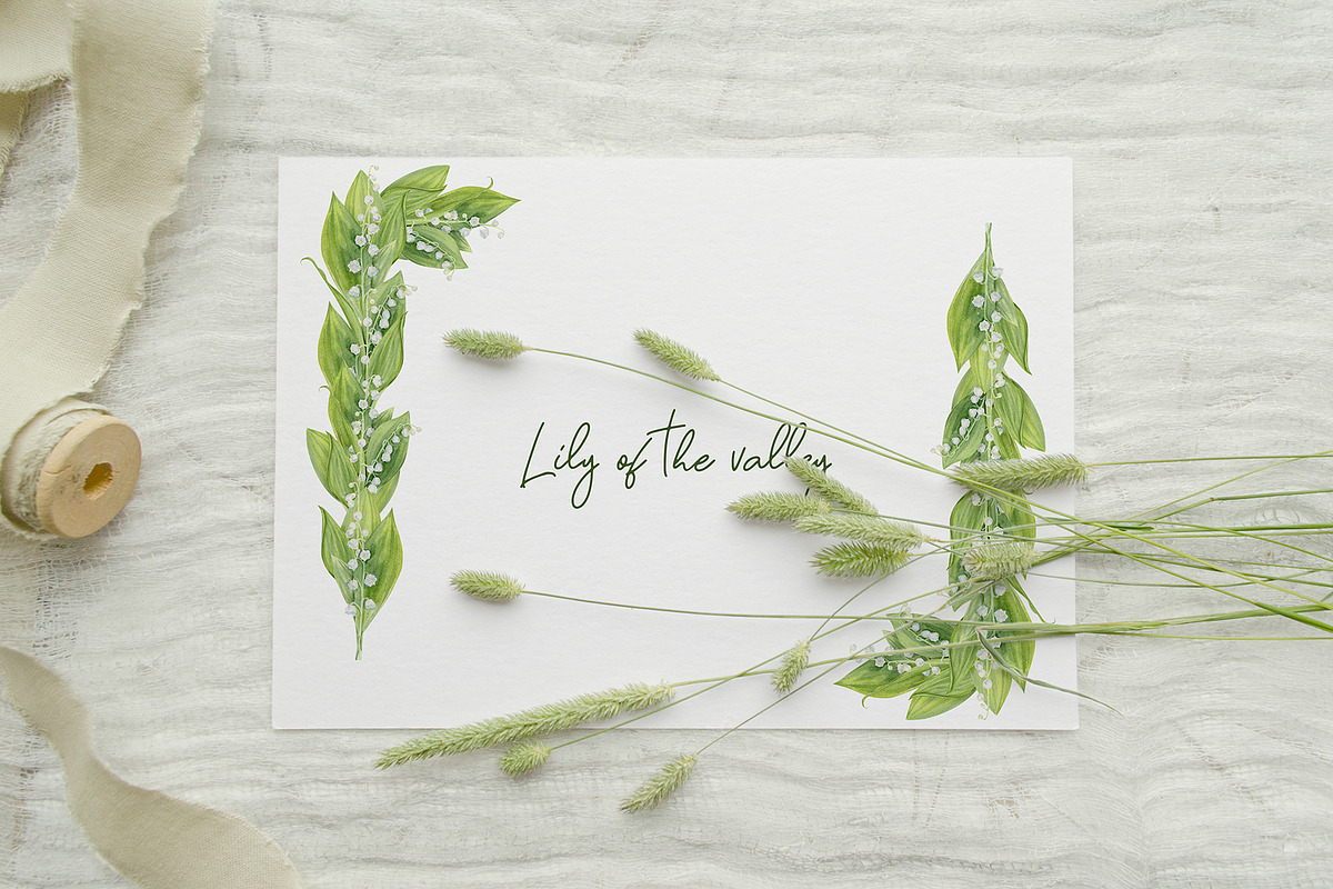 Lily Of The Valley Watercolor Flower, a Seasonal Illustration by NataliArkushArt (Photo 10 of 14)