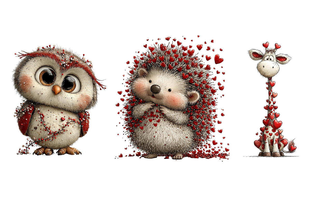 Valentine Whimsical Animals Clipart, an Illustration by Dream Creation (Photo 8 of 8)