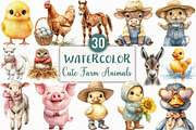 Cute Farm Animals Clipart, an Illustration by Craft Nest (Thumbnail 1 of 6)
