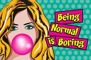 Pop Art Woman With Gum-Normal/Boring