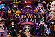 Halloween Witch Character Bundle 4K, a Person Illustration by Premium Digital Templates (Thumbnail 2 of 4)