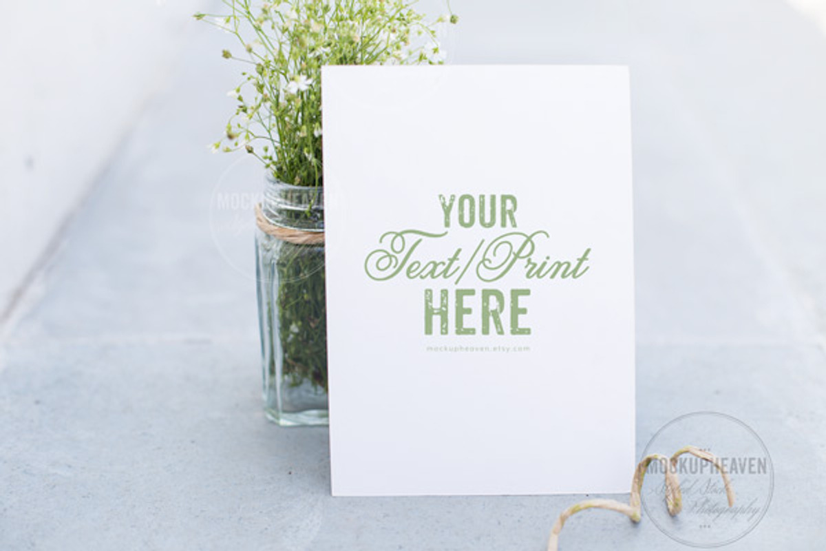 Garden Wedding Invitation Mockup, a Print Template by MockUpHeaven