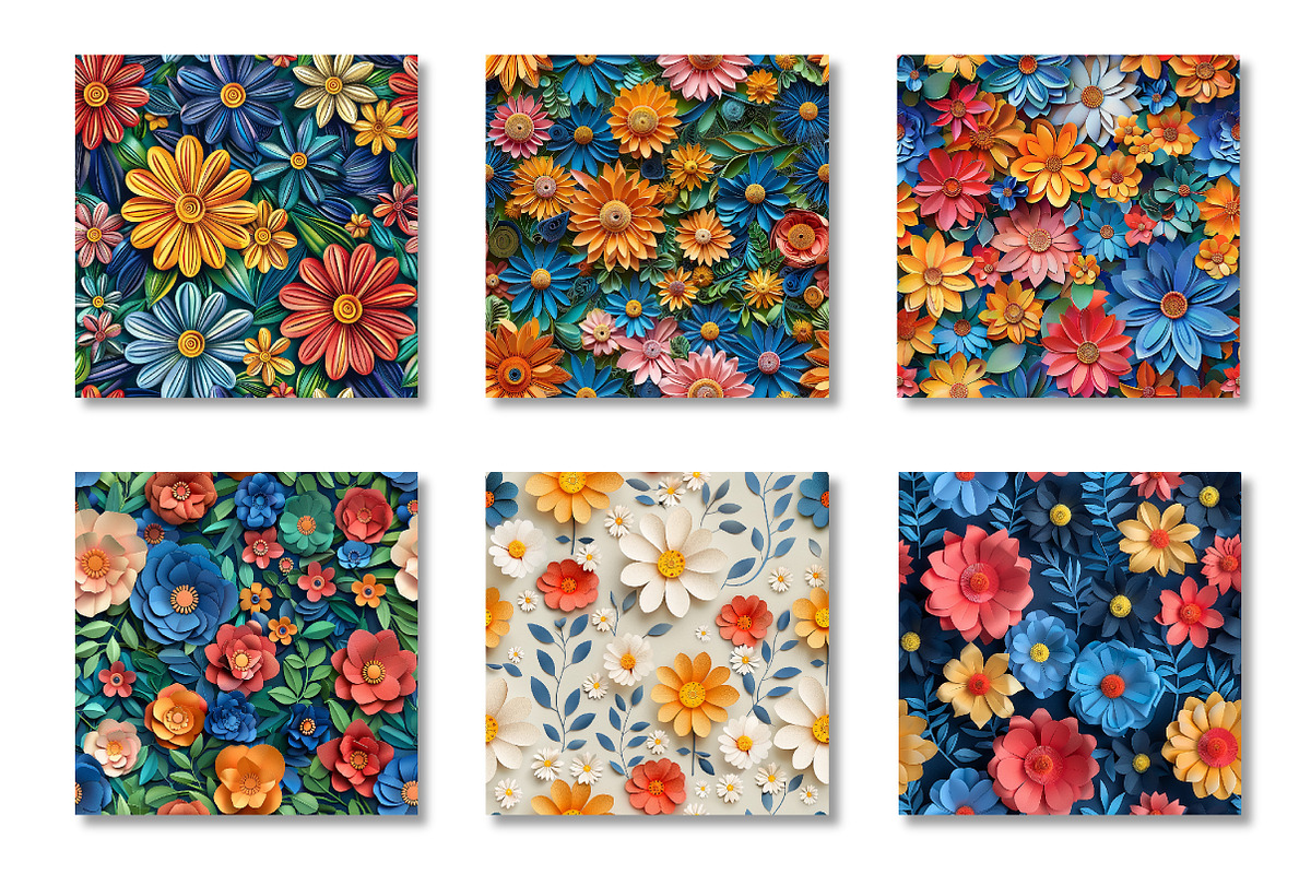 3D Floral Seamless Digital Paper, a Pattern Graphic by Canvas Craft (Photo 2 of 6)