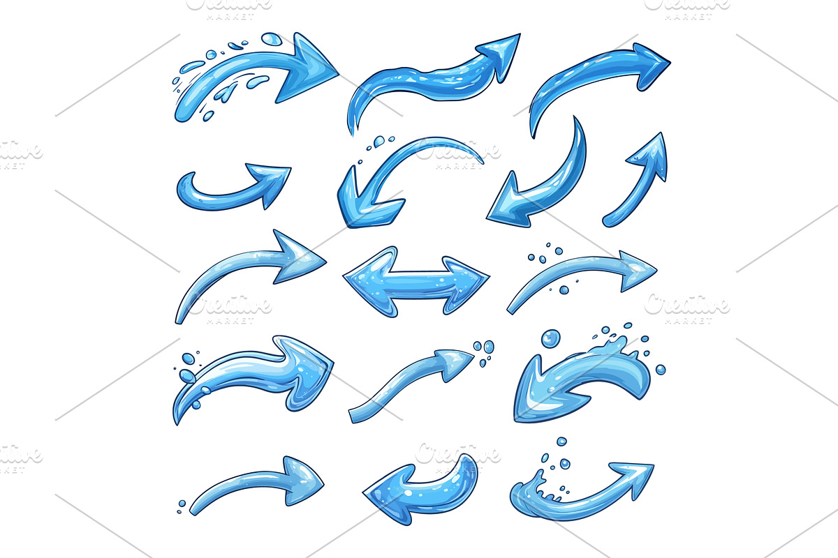 Water arrows cartoon vector set, an Object Illustration by Onyx