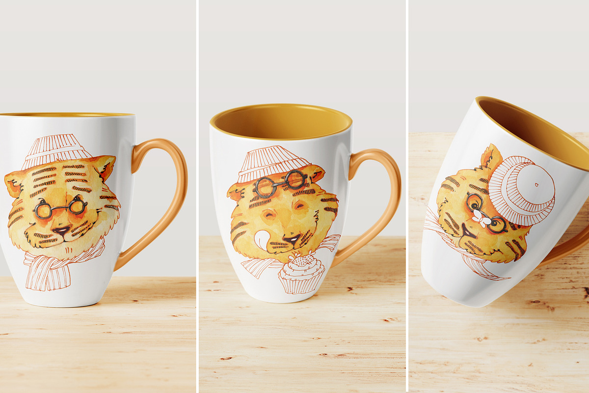 A set of tigers. Watercolor., an Animal Illustration by Novikova Lida (Photo 2 of 4)