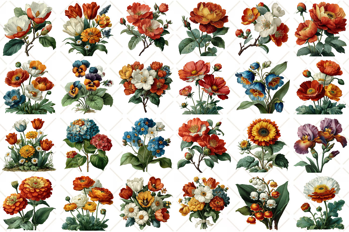 Watercolor Spring Flower Clipart, an Illustration by Black Bird Studio (Photo 2 of 5)