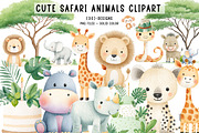 Cute Safari Animals Clipart, an Illustration by CreationArt (Thumbnail 1 of 6)