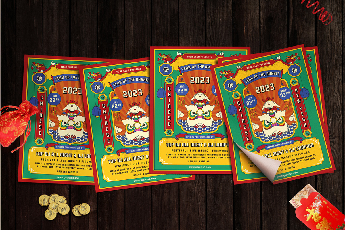 Chinese New Years Party Flyer 2023, a Templates & Theme by Totem Design Studio (Photo 3 of 6)